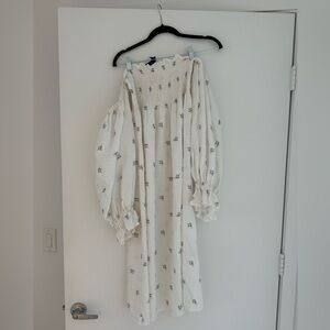 Sleeper White Floral Off Shoulder Dress